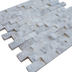 1x2 Tumbled Subway Pattern White Carrara Stone Tile Mosaics - Home Accessories & Decor