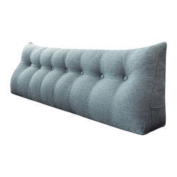 WOWMAX - Bed Rest Reading Wedge Pillow for Headboard Daybed Dorm Light Gray Linen Blend, 76x20x8 - Bed Pillows