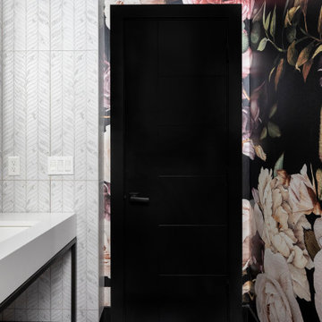 High Contrast Floral Powder Room