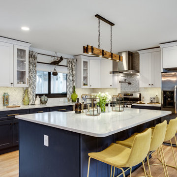 Eclectic White and Blue Kitchen Design Fairfax, VA
