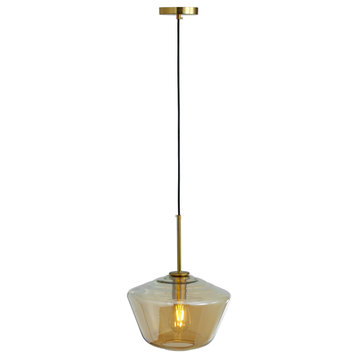 1-Light Glass Shade Industrial Pendant Lighting Chandelier,Brass