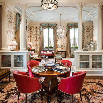 Cabinetry & columns flank entry to formal parlor of restored Frank Furness house