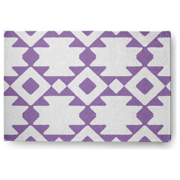 Geometric Soft Chenille Area Rug, Purple, 4'x6'