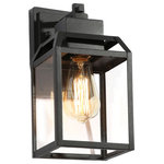 LNC - LNC Modern 1-Light Black Outdoor Wall Sconce With Clear Glass - Matte black finish and square lantern design make the 1-light textured black wall sconce perfectly suitable for your patio, porch, hallway, staircase, entryway, and any other exterior or interior place. A modern rectangular lantern silhouette attaches to a hand-brushed black backplate, which makes the wall lamp ideal for various house decors like rustic farmhouse, traditional, classic, modern styles. With clear glass panes, the modern farmhouse wall sconce also adds a hint of unexpected visual appeal, providing clear bright light and making your lovely house more attractive.