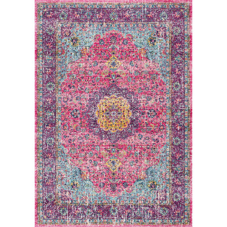 Nuloom Traditional Medallion Verona Rug, Fuchsia 2'8"x8'