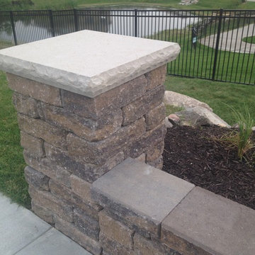 Belgian Block Seating Wall, Granite Boulder Retaining Wall, Paver Patio