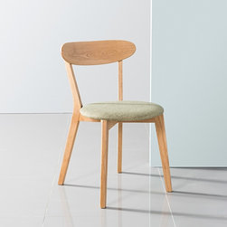 Henrik Solid Oak Dining Chair - Sage Green Fabric Seat - Dining Chairs
