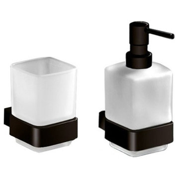 Wall Mounted Soap Dispenser And Toothbrush Tumbler Set