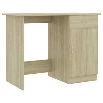vidaXL Desk Computer Desk Home Office Desk Drawer Sonoma Oak Engineered Wood