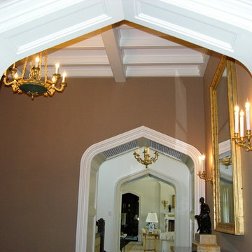 Entrance hall and corridor with wool fabric walls