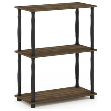 Furinno Turn-N-Tube No Tools 3-Tier TV Stands with Classic Tubes, Espresso/Black