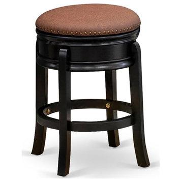Atlin Designs 24" Round Wood Backless Bar Stool in Black/Brown