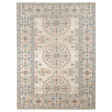 Bohemian Marco Indoor/Outdoor Area Rug, Beige/Orange, 7'9"x9'9"
