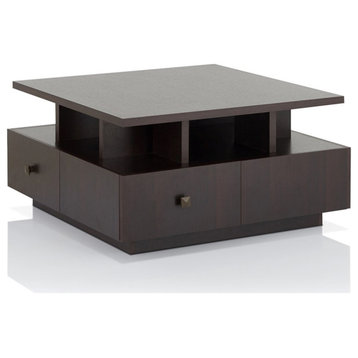 Furniture of America Murry Modern Wood Storage Coffee Table in Espresso