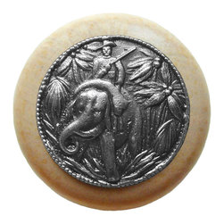 Inviting Home Inc. - Jungle-Patrol Natural Wood Knob, Unfinished With Antique-Style Pewter - Cabinet And Drawer Knobs