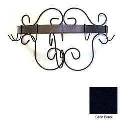 Half Round Pot Rack with Curls-6 Hooks - Satin Black - Pot Racks And Accessories