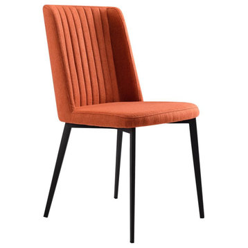 Maine Dining Chair, Matte Black Finish and Orange Fabric