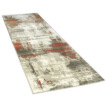 Abstract Patterned Eclectic Rug, Orange, 10' Runner