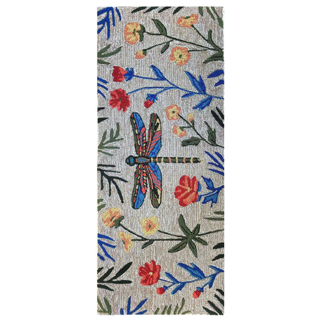 Frontporch Floral Dragonfly Indoor/Outdoor Area Rug Multi 2'x5'