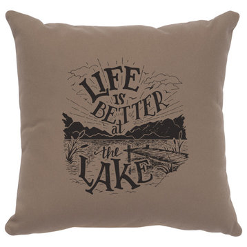 Image Pillow 16x16 Life is Better Cotton Taupe