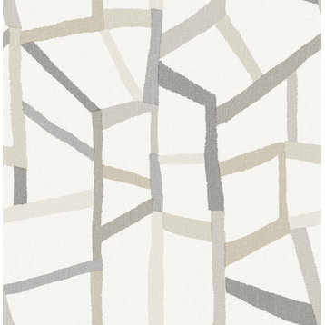 2903-25848 Tate Grey Geometric Linen Wallpaper Non Woven Graphics Modern Style