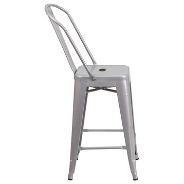 Flash Commercial Grade 24" Counter Height Stool, Silver - CH-31320-24GB-SIL-GG