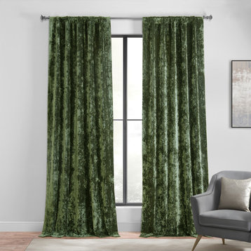 Lush Crush Velvet Window Curtain Single Panel, Emerald Green, 50w X 84l