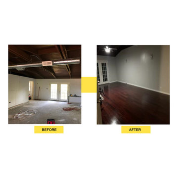 New trendy hardwood floor. Room freshened up with new paint.