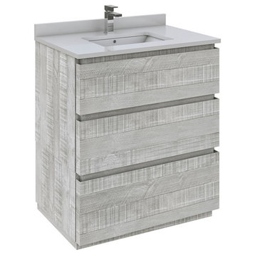Fresca Stella 30" Single Bathroom Cabinet w/ Top & Sink in Ash Gray
