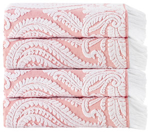 Laina 4-Piece Turkish Cotton Bath Towel Set, Pink