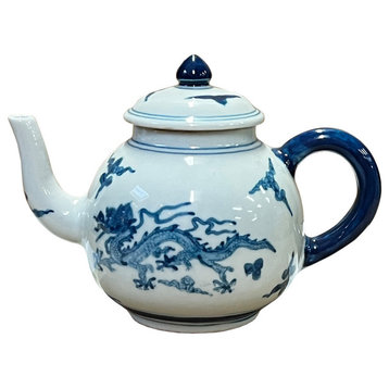 Small Chinese Blue White Porcelain Scenery Teapot Display Art Hws2879