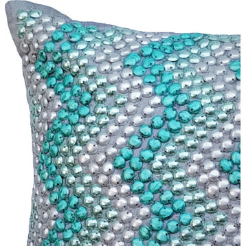 Turquoise Accent Pillows 20"x20" Sofa Pillow Covers, Art Silk, Turquoise Run