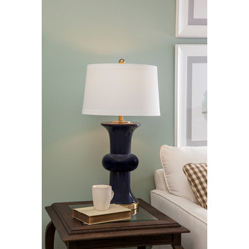 Bassett Mirror Vince Glass Table Lamp With Blue Finish L3331TEC
