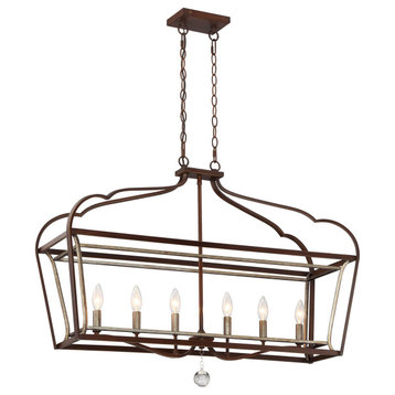 Astrapia 6-Light 11" Pendant Light in Dark Rubbed Sienna with Aged Silver