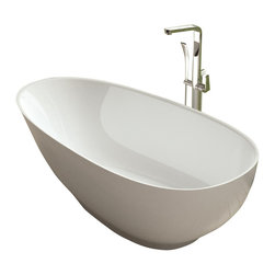 ADM Bathroom Design - ADM Round Freestanding Bathtub, White, 63", Matte White - Bathtubs