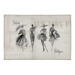 Fashion Sketchbook BW 2'x3' Chenille Rug - Contemporary - Area Rugs ...