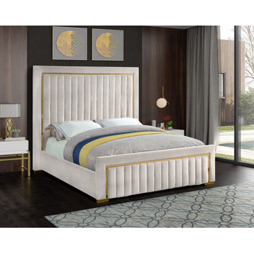 Dolce Velvet Upholstered Bed, Cream, King
