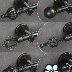 curtain poles in black brush gold color - Products