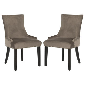 Set of 2 Dining Chair, Birchwood Legs & Poly Fiber Cushioned Seat, Mushroom