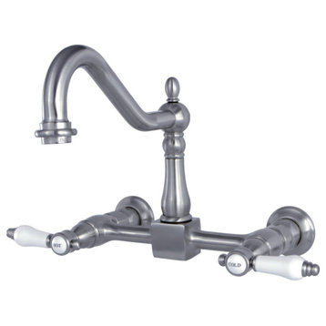 Kingston Brass Wall Mount Bridge Kitchen Faucet, Brushed Nickel