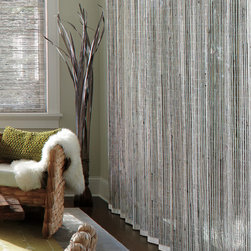 Transitional Silver Living Room Custom Window Woven Wood Shades by Hunter Dougla - Window Blinds