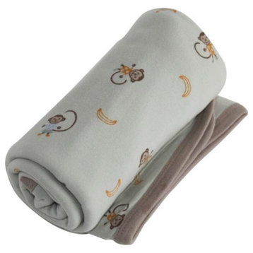 Organic Cotton Baby Blankets, Receiving Blanket 2 Layer Sage Monkey