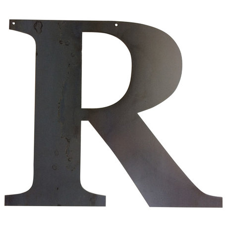 Rustic Large Letter "R", Painted Black, 18"