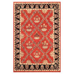 Bareens Designer Rugs - Oriental Ziegler Alisia Red Black Hand-Knotted Wool Rug - 9'0'' x 11'10'' - Enhance the ambiance of your home with this magnificent Persian-influenced Turkish hand-knotted rug made by skilled artisans capable of creating the most exceptional vegetable dyes and hand-spun wool. This exquisite handmade rug is a one-of-a-kind Peshawar Kafkaz, otherwise identified as Chobi, Chobi Peshawar, Oushak, or Ziegler rug. These handmade rugs are crafted in Pakistan utilizing superior-quality wool imported from Australia, New Zealand, and Korea in two types of weaves: the Persian weave and the Mori weave. This rug is meticulously crafted by hand using the finest natural vegetable dyes extracted from local plants. The artisans use a blend of hand-spun local and fine merino wool, resulting in a rug with a compelling texture, higher lanolin content, and longer staple. The artisans occasionally incorporate natural or artificial silk into the pile to enhance specific motifs. The finished product is an awe-inspiring execution of flawless design and an understated palette that exudes elegance.