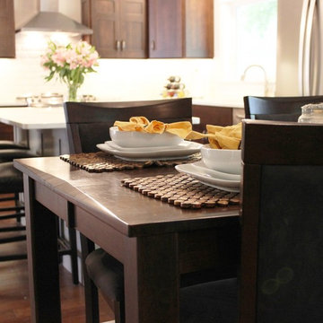 Bettendorf, IA- Kitchen in Dark Mocha Cabinetry With Painted Gray Accent Island