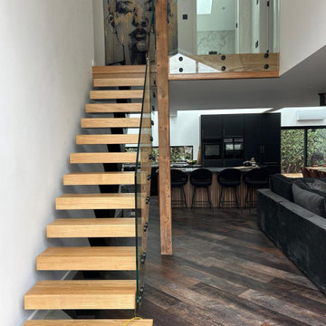 New Central Spine Staircase | Steel, Oak & Glass | Bolton