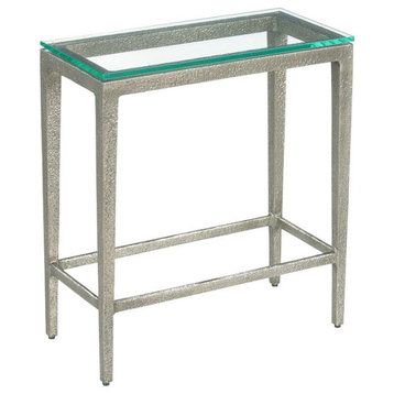 Side Table WOODBRIDGE Contemporary Petite Textured Silver Glass Top