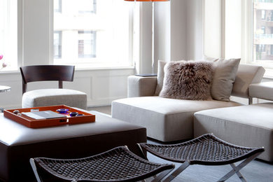 Huge trendy living room photo in Chicago