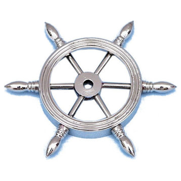 Ship Wheel Paperweight Decoration, Chrome, 4"