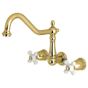 Kingston Brass Wall Mount Tub Faucet, Polished Brass